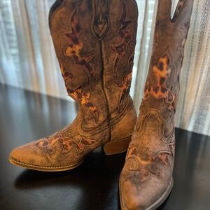 Laredo Leopard Inlay Cowgirl Boots